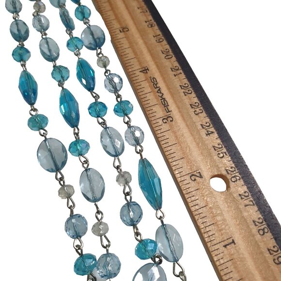 SAK Vintage Double Strand Clasp Blue Beaded Necklace Glass Crystal Mom Gift - Picture 5 of 5